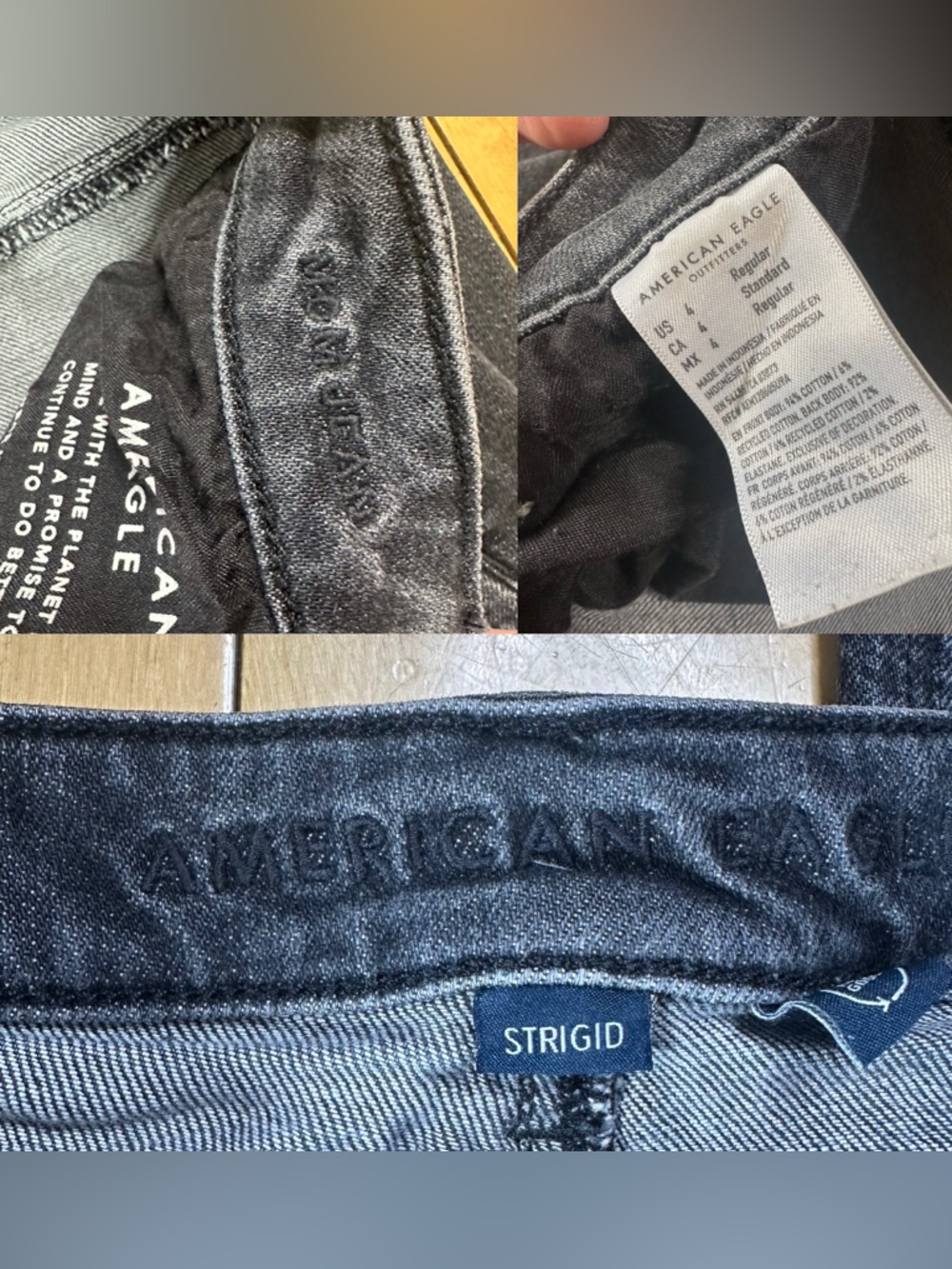💜 American Eagle Outfitters Black Strigid Mom Jeans (4 Regular) - Picture 7 of 9